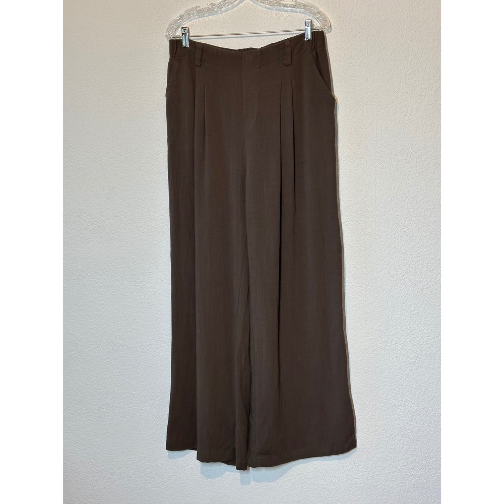 Halara Brown Wide Leg Pleated Trousers High Waisted Tall Size L